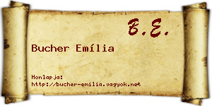 Bucher Emília névjegykártya